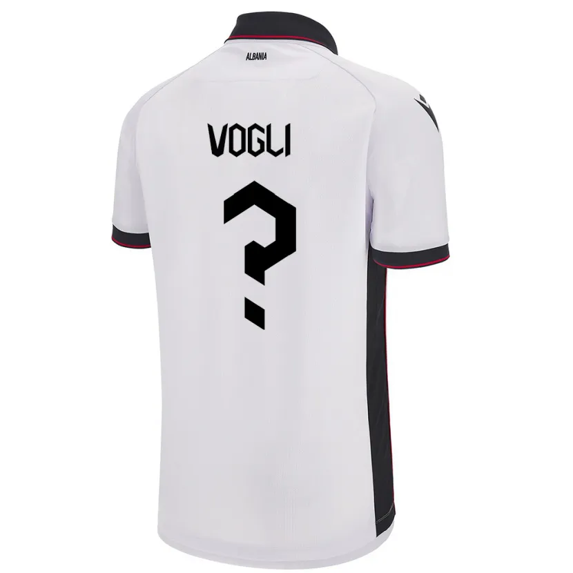 Danxen Barn Albanien Serxho Vogli #0 Vit Bortatröja Matchtröjor 24-26 Tröjor T-Tröja