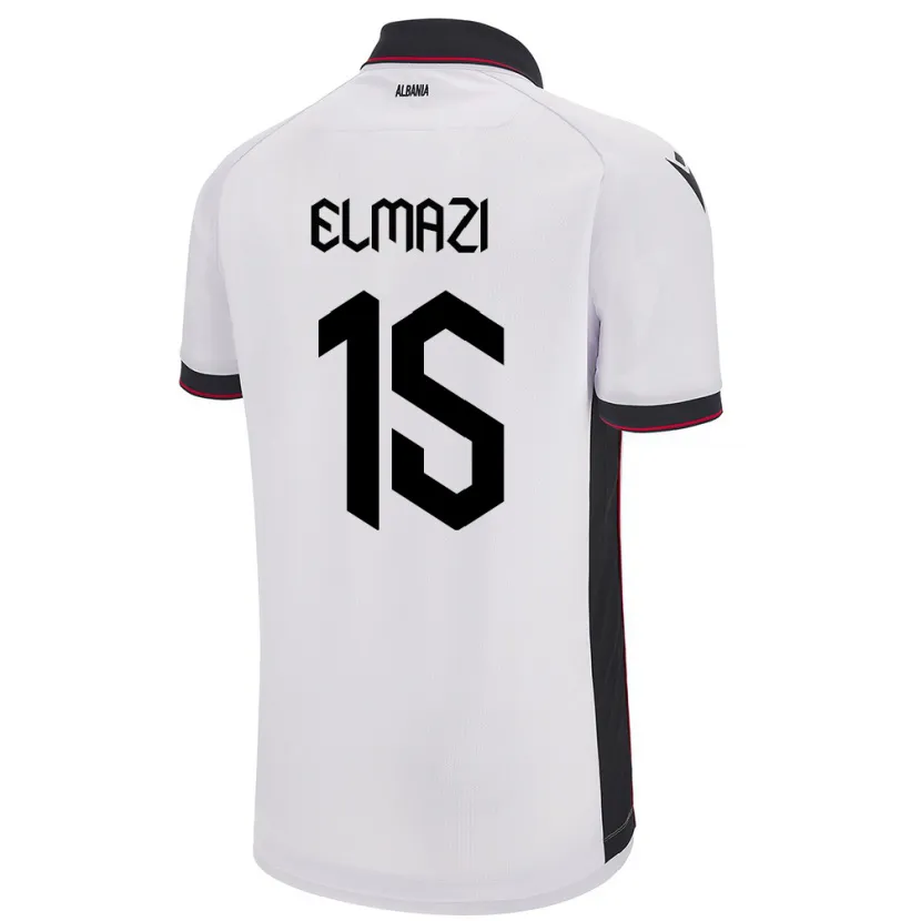 Danxen Barn Albanien Enea Elmazi #15 Vit Bortatröja Matchtröjor 24-26 Tröjor T-Tröja
