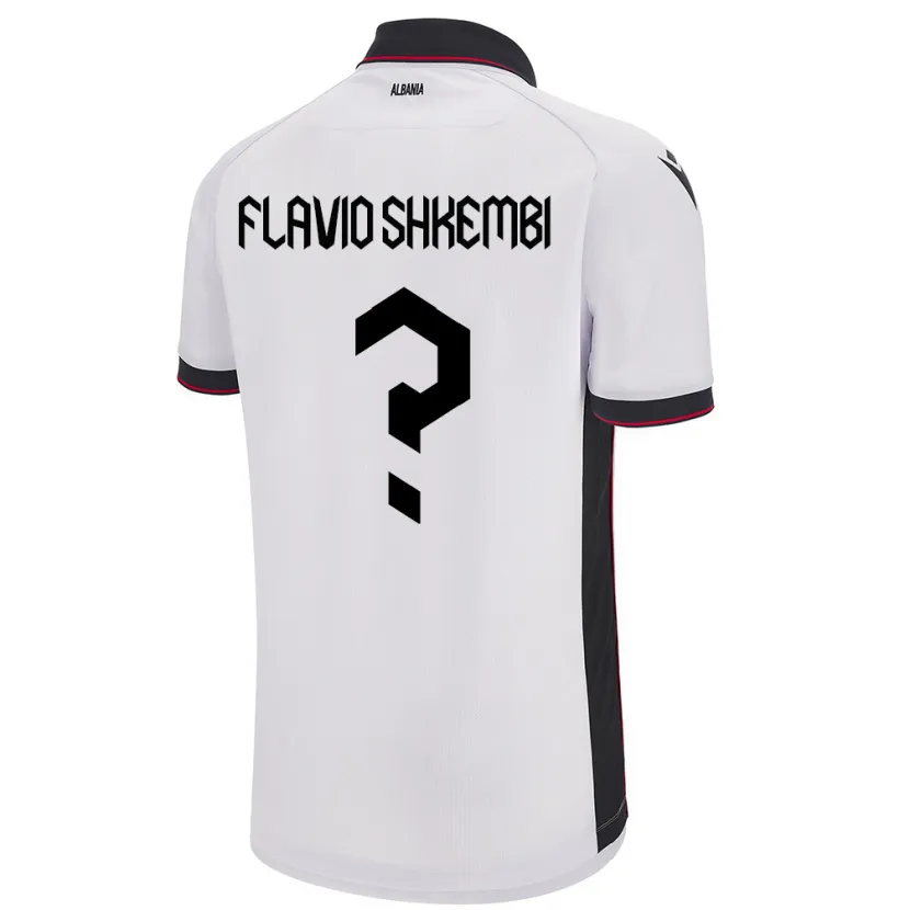 Danxen Barn Albanien Flavio Shkembi #0 Vit Bortatröja Matchtröjor 24-26 Tröjor T-Tröja
