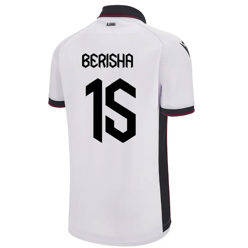 Danxen Barn Albanien Gresa Berisha #15 Vit Bortatröja Matchtröjor 24-26 Tröjor T-Tröja