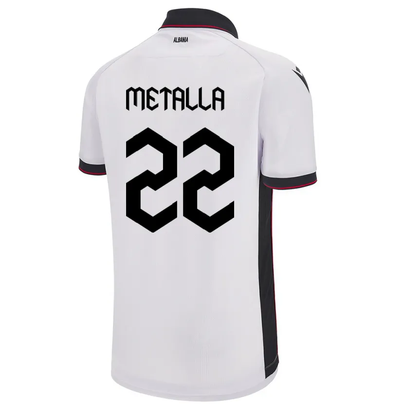 Danxen Barn Albanien Mikaela Metalla #22 Vit Bortatröja Matchtröjor 24-26 Tröjor T-Tröja