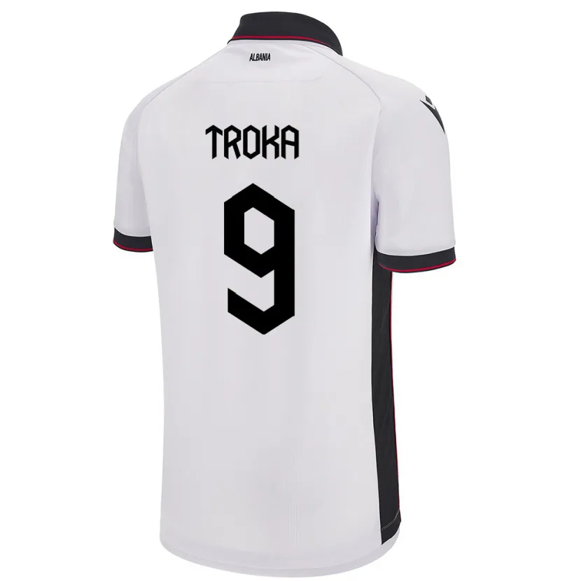Danxen Barn Albanien Valentina Troka #9 Vit Bortatröja Matchtröjor 24-26 Tröjor T-Tröja