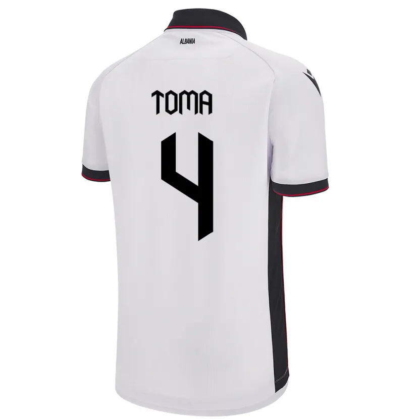 Danxen Barn Albanien Stella Toma #4 Vit Bortatröja Matchtröjor 24-26 Tröjor T-Tröja