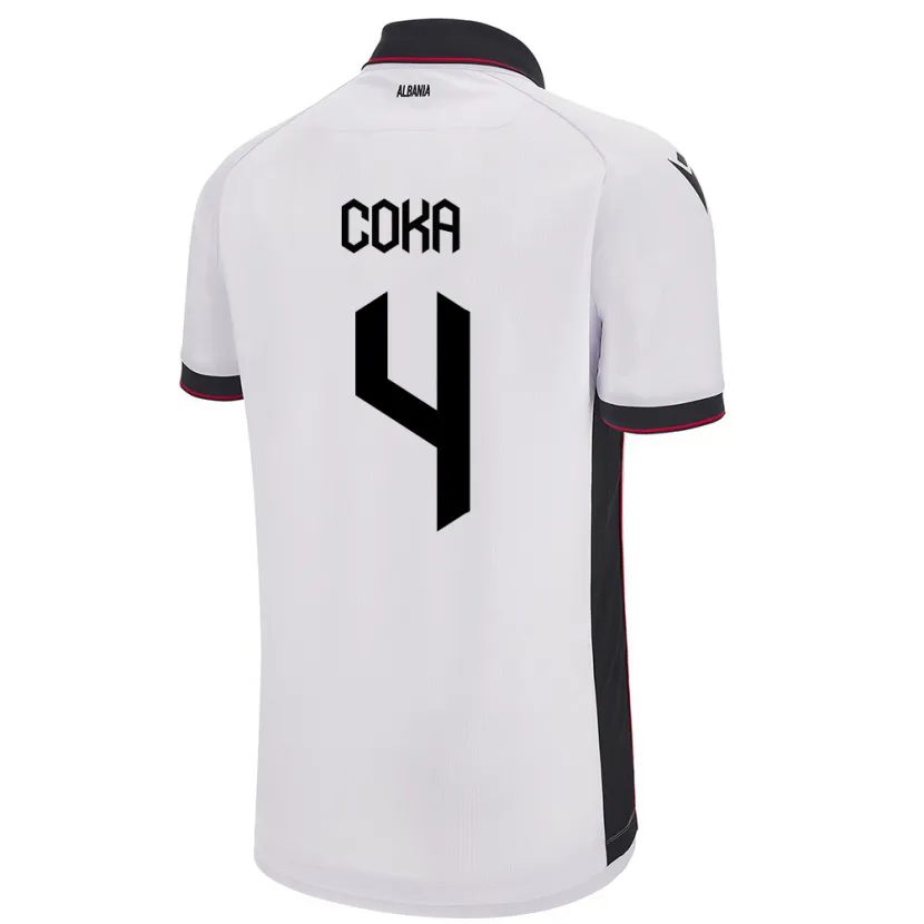 Danxen Barn Albanien Jehona Coka #4 Vit Bortatröja Matchtröjor 24-26 Tröjor T-Tröja