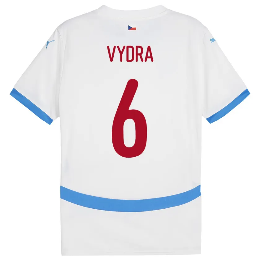 Danxen Barn Tjeckien Patrik Vydra #6 Vit Bortatröja Matchtröjor 24-26 Tröjor T-Tröja