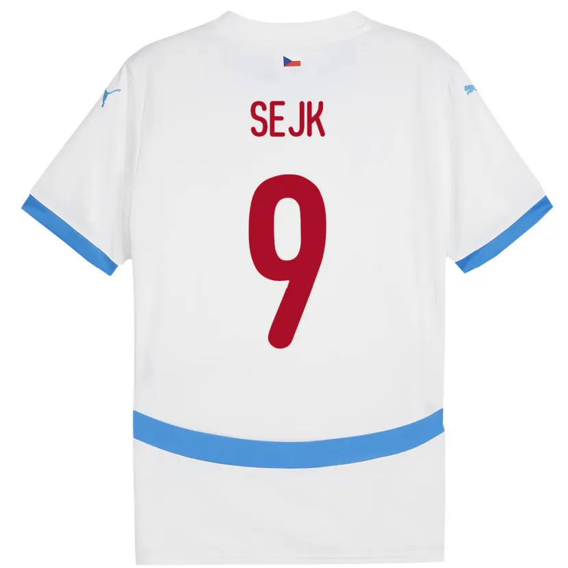 Danxen Barn Tjeckien Vaclav Sejk #9 Vit Bortatröja Matchtröjor 24-26 Tröjor T-Tröja