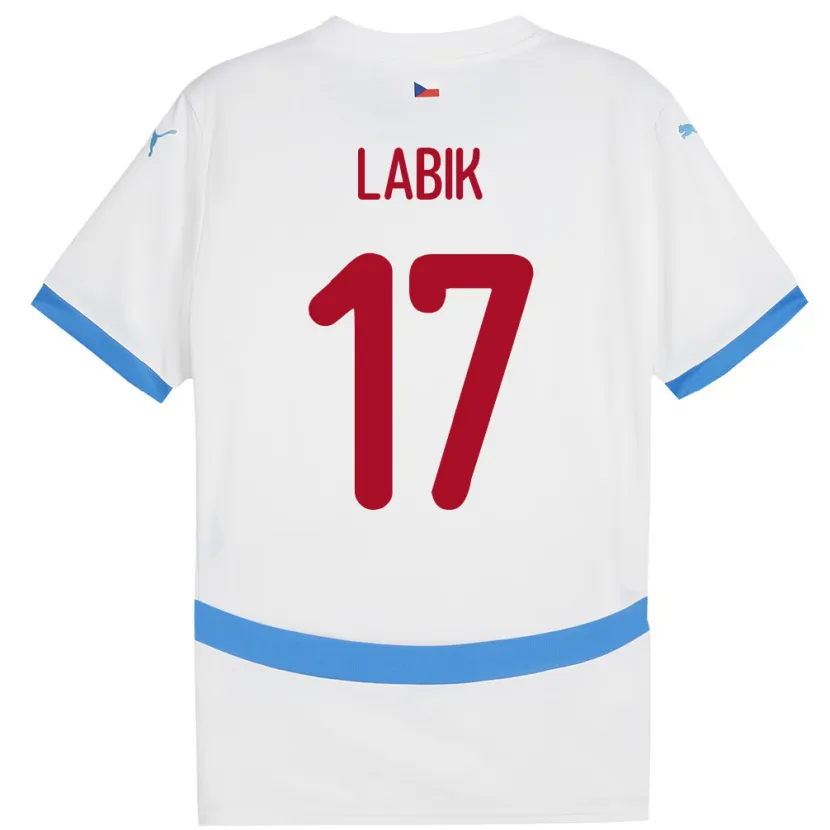 Danxen Barn Tjeckien Albert Labik #17 Vit Bortatröja Matchtröjor 24-26 Tröjor T-Tröja