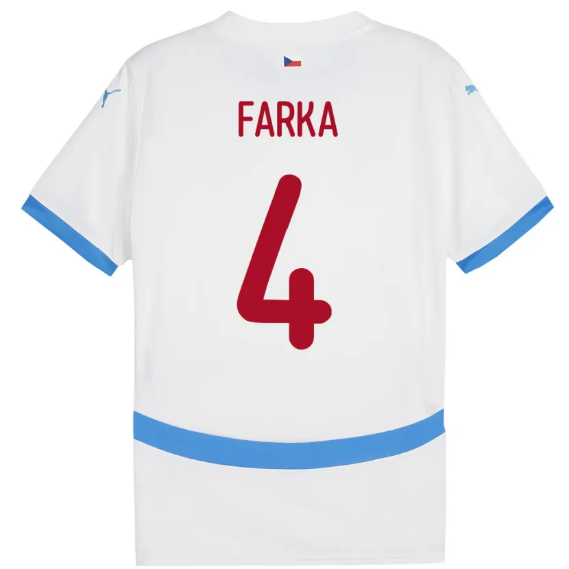 Danxen Barn Tjeckien Dominik Farka #4 Vit Bortatröja Matchtröjor 24-26 Tröjor T-Tröja