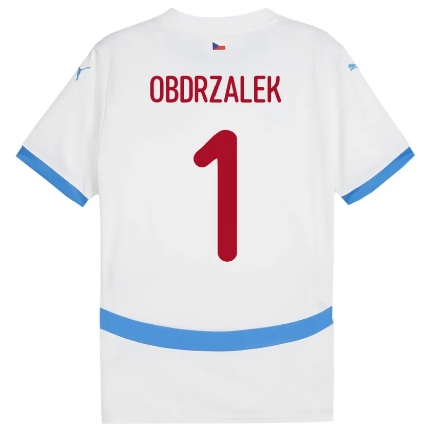Danxen Barn Tjeckien Marek Obdrzalek #1 Vit Bortatröja Matchtröjor 24-26 Tröjor T-Tröja