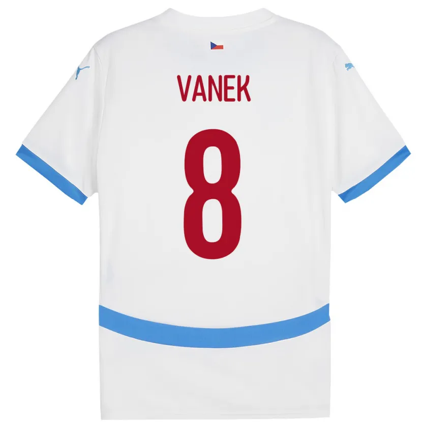 Danxen Barn Tjeckien Lukas Vanek #8 Vit Bortatröja Matchtröjor 24-26 Tröjor T-Tröja