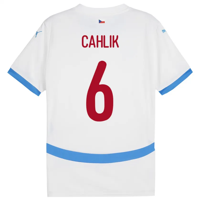 Danxen Barn Tjeckien Jakub Cahlik #6 Vit Bortatröja Matchtröjor 24-26 Tröjor T-Tröja