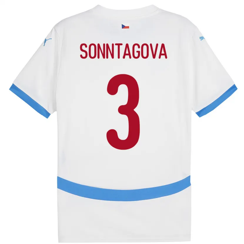 Danxen Barn Tjeckien Eliška Sonntagová #3 Vit Bortatröja Matchtröjor 24-26 Tröjor T-Tröja