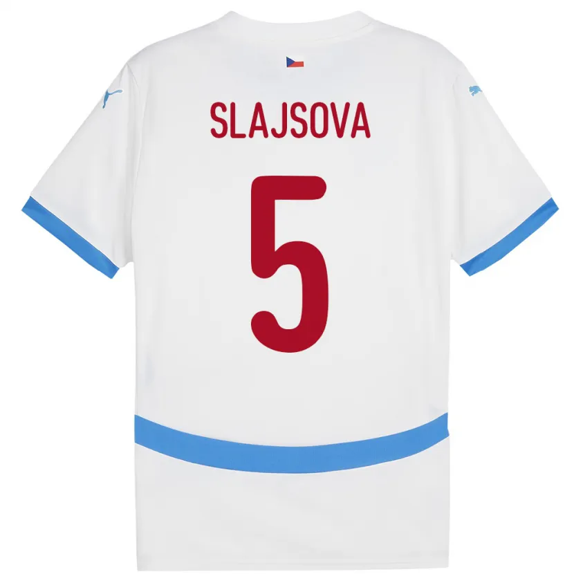 Danxen Barn Tjeckien Gabriela Šlajsová #5 Vit Bortatröja Matchtröjor 24-26 Tröjor T-Tröja