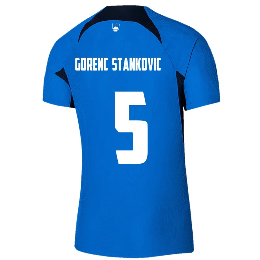 Danxen Barn Slovenien Jon Gorenc Stankovic #5 Blå Bortatröja Matchtröjor 24-26 Tröjor T-Tröja