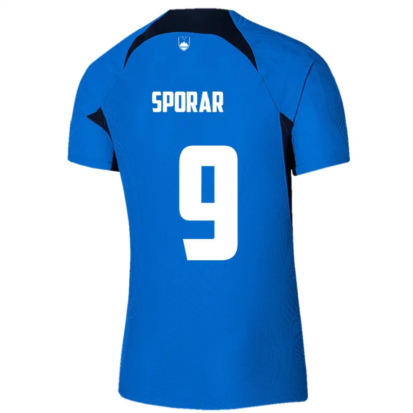 Danxen Barn Slovenien Andraz Sporar #9 Blå Bortatröja Matchtröjor 24-26 Tröjor T-Tröja