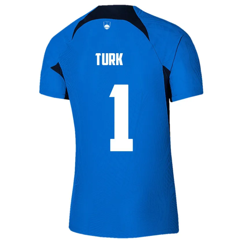 Danxen Barn Slovenien Martin Turk #1 Blå Bortatröja Matchtröjor 24-26 Tröjor T-Tröja