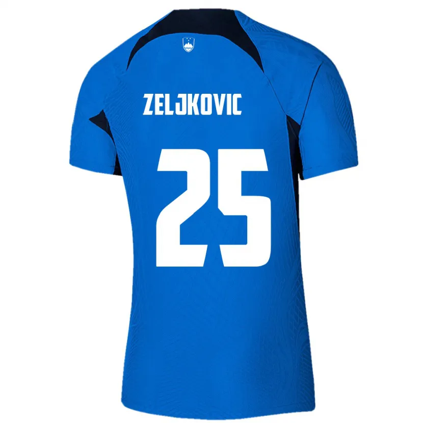 Danxen Barn Slovenien Adrian Zeljkovic #25 Blå Bortatröja Matchtröjor 24-26 Tröjor T-Tröja