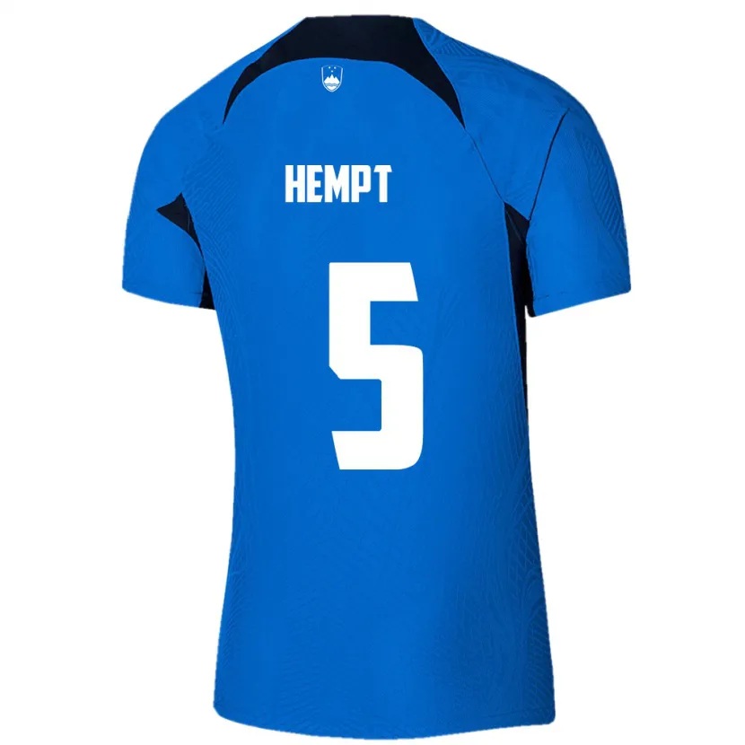 Danxen Barn Slovenien Lukas Hempt #5 Blå Bortatröja Matchtröjor 24-26 Tröjor T-Tröja