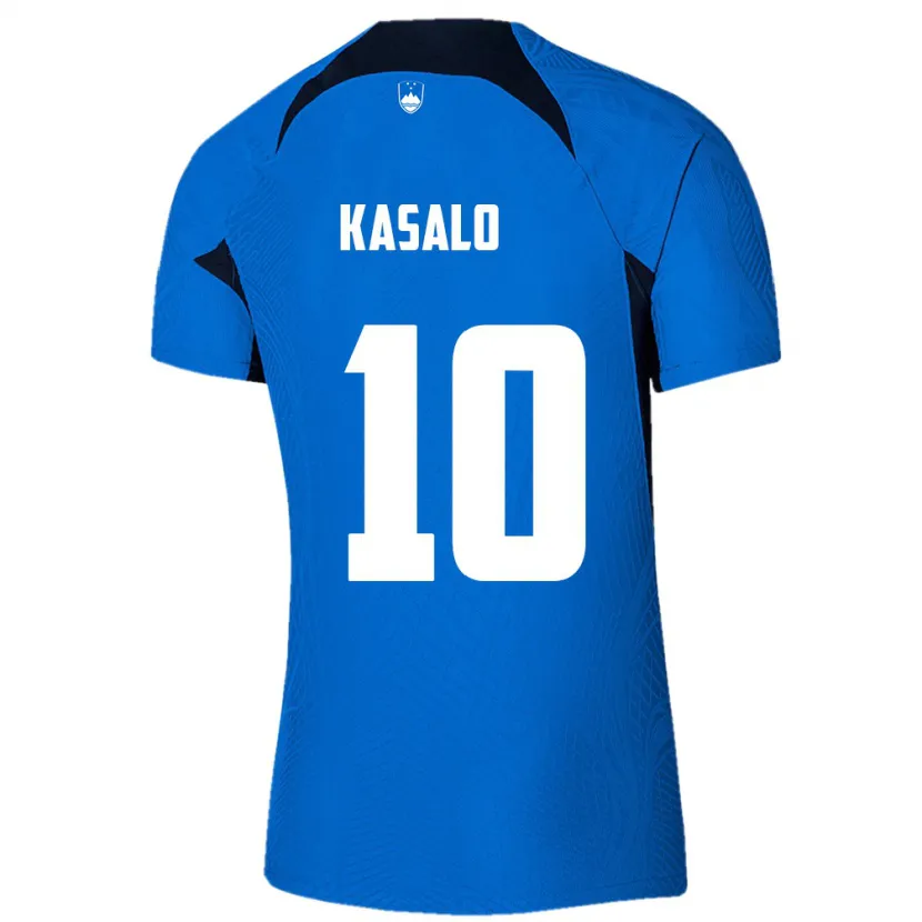 Danxen Barn Slovenien Niko Kasalo #10 Blå Bortatröja Matchtröjor 24-26 Tröjor T-Tröja