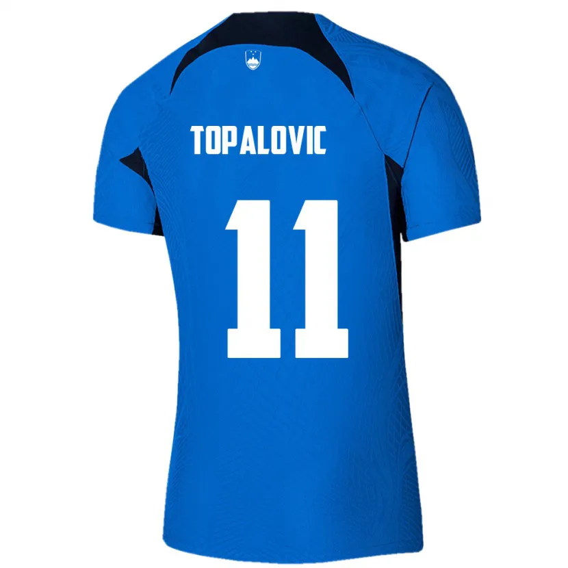 Danxen Barn Slovenien Luka Topalovic #11 Blå Bortatröja Matchtröjor 24-26 Tröjor T-Tröja