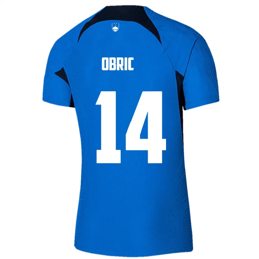 Danxen Barn Slovenien Relja Obric #14 Blå Bortatröja Matchtröjor 24-26 Tröjor T-Tröja