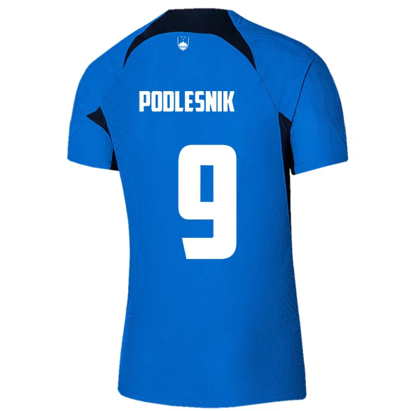 Danxen Barn Slovenien Nik Podlesnik #9 Blå Bortatröja Matchtröjor 24-26 Tröjor T-Tröja