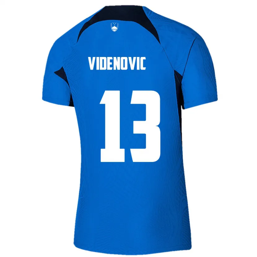 Danxen Barn Slovenien Denis Videnovic #13 Blå Bortatröja Matchtröjor 24-26 Tröjor T-Tröja