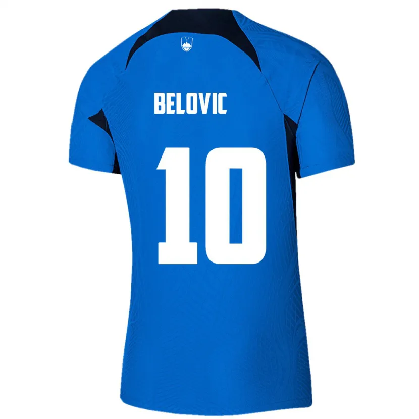 Danxen Barn Slovenien Nik Belovic #10 Blå Bortatröja Matchtröjor 24-26 Tröjor T-Tröja
