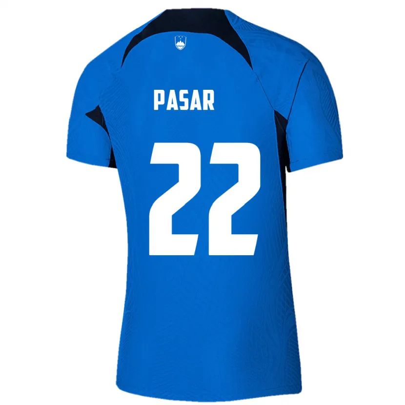 Danxen Barn Slovenien Melania Pasar #22 Blå Bortatröja Matchtröjor 24-26 Tröjor T-Tröja