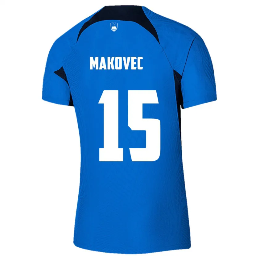 Danxen Barn Slovenien Sara Makovec #15 Blå Bortatröja Matchtröjor 24-26 Tröjor T-Tröja