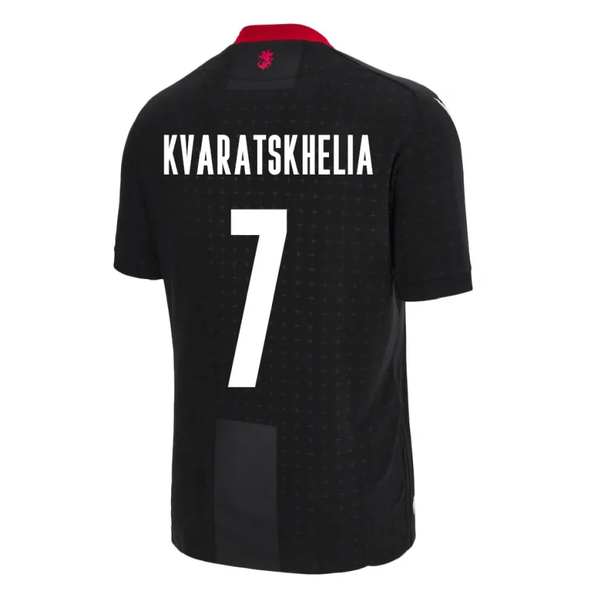 Danxen Barn Georgia Khvicha Kvaratskhelia #7 Svart Bortatröja Matchtröjor 24-26 Tröjor T-Tröja