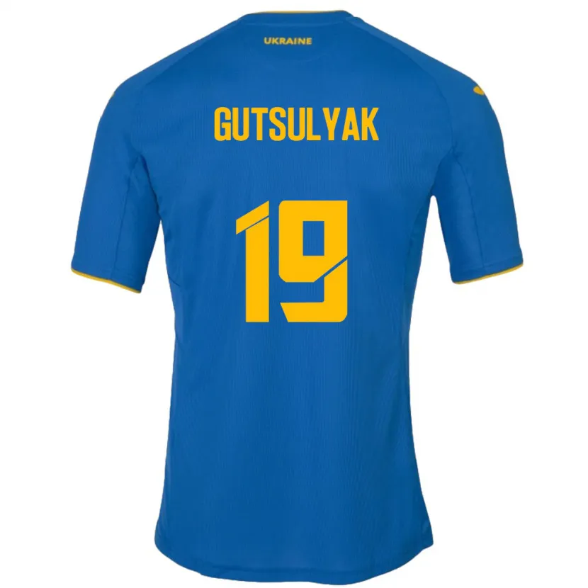 Danxen Barn Ukraina Oleksiy Gutsulyak #19 Blå Bortatröja Matchtröjor 24-26 Tröjor T-Tröja