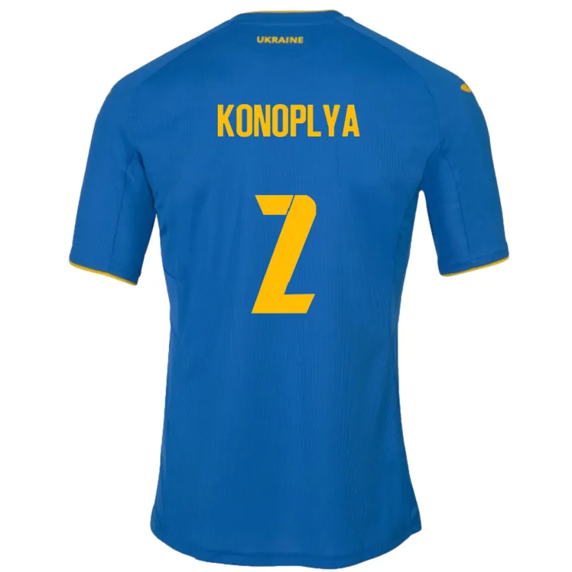 Danxen Barn Ukraina Yukhym Konoplya #2 Blå Bortatröja Matchtröjor 24-26 Tröjor T-Tröja