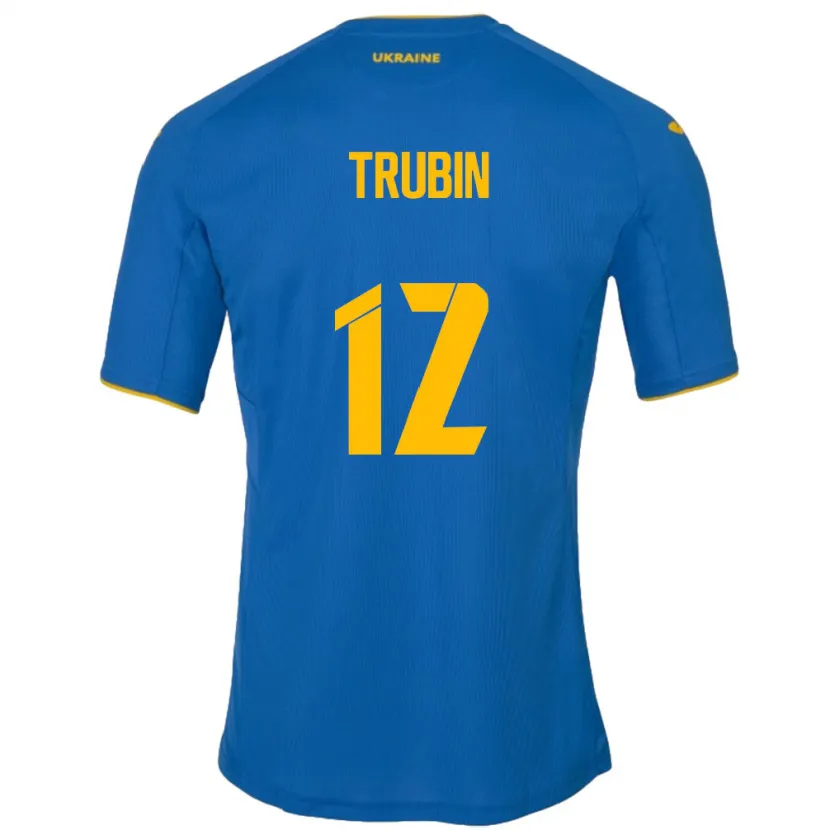 Danxen Barn Ukraina Anatoliy Trubin #12 Blå Bortatröja Matchtröjor 24-26 Tröjor T-Tröja