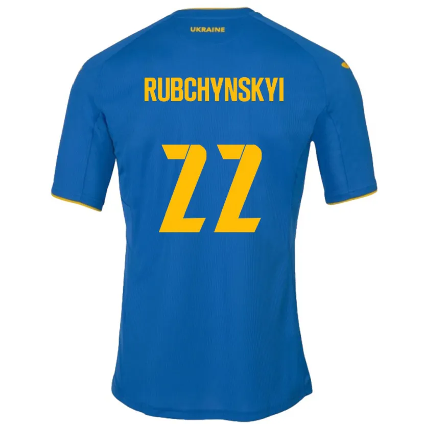 Danxen Barn Ukraina Valentyn Rubchynskyi #22 Blå Bortatröja Matchtröjor 24-26 Tröjor T-Tröja