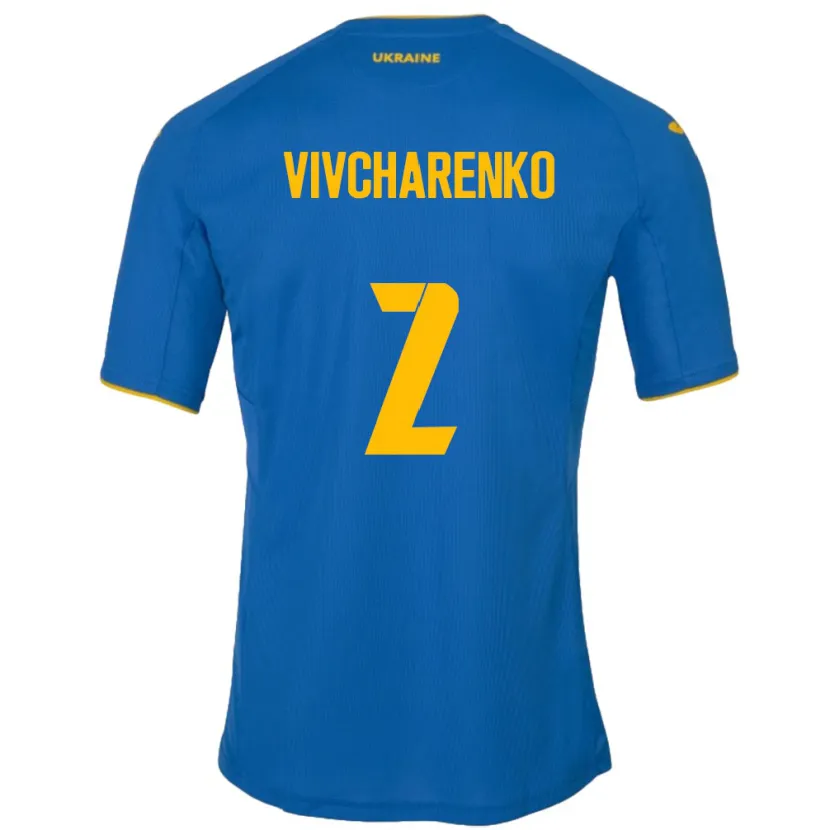 Danxen Barn Ukraina Kostyantyn Vivcharenko #2 Blå Bortatröja Matchtröjor 24-26 Tröjor T-Tröja