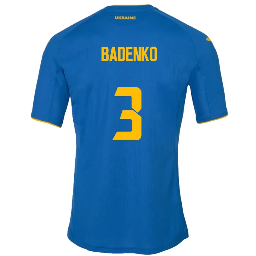 Danxen Barn Ukraina Ilya Badenko #3 Blå Bortatröja Matchtröjor 24-26 Tröjor T-Tröja