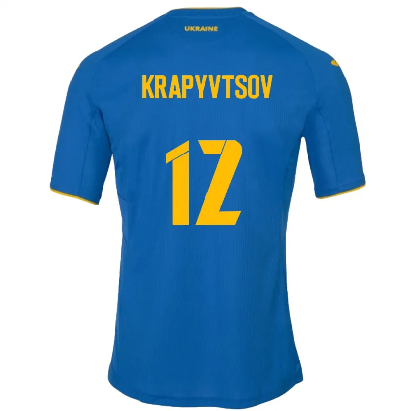 Danxen Barn Ukraina Vladyslav Krapyvtsov #12 Blå Bortatröja Matchtröjor 24-26 Tröjor T-Tröja