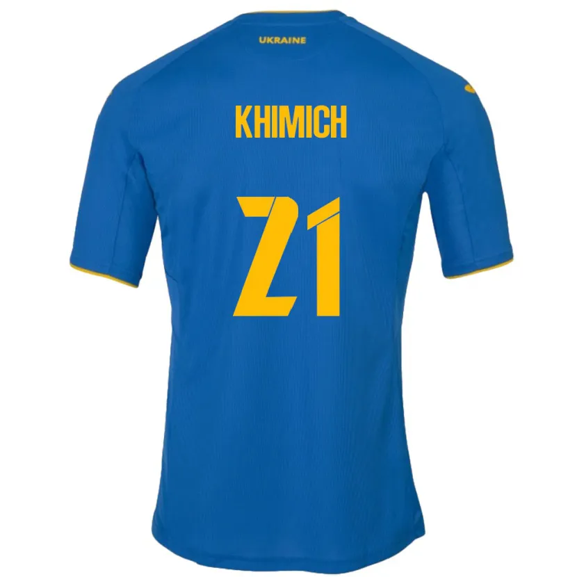 Danxen Barn Ukraina Tamila Khimich #21 Blå Bortatröja Matchtröjor 24-26 Tröjor T-Tröja