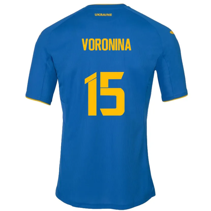 Danxen Barn Ukraina Anastasiya Voronina #15 Blå Bortatröja Matchtröjor 24-26 Tröjor T-Tröja