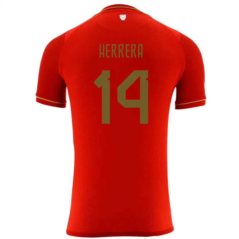 Danxen Barn Bolivia José Herrera #14 Röd Bortatröja Matchtröjor 24-26 Tröjor T-Tröja