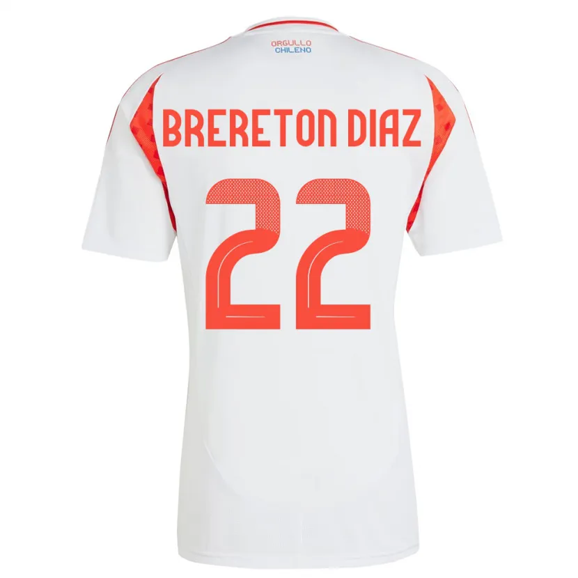 Danxen Barn Chile Ben Brereton Díaz #22 Vit Bortatröja Matchtröjor 24-26 Tröjor T-Tröja