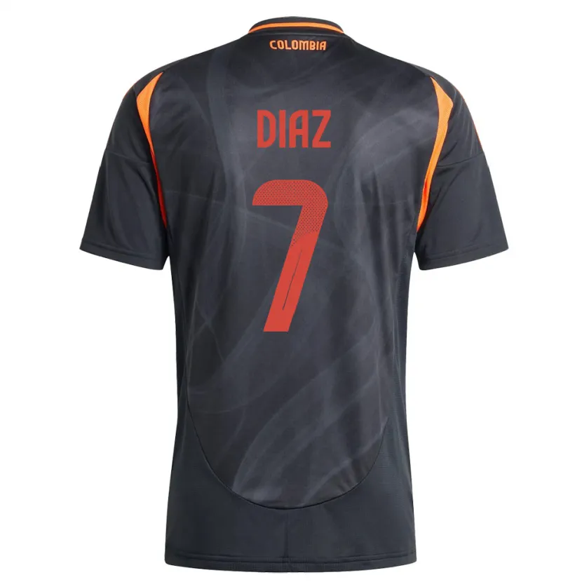 Danxen Barn Colombia Luis Díaz #7 Svart Bortatröja Matchtröjor 24-26 Tröjor T-Tröja
