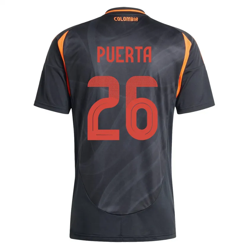 Danxen Barn Colombia Gustavo Puerta #26 Svart Bortatröja Matchtröjor 24-26 Tröjor T-Tröja