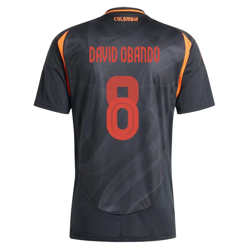 Danxen Barn Colombia Juan David Obando #8 Svart Bortatröja Matchtröjor 24-26 Tröjor T-Tröja
