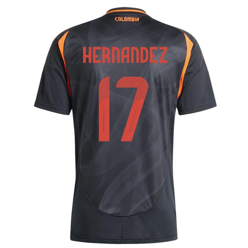Danxen Barn Colombia Jhoan Hernández #17 Svart Bortatröja Matchtröjor 24-26 Tröjor T-Tröja