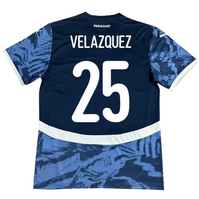 Danxen Barn Paraguay Gustavo Velázquez #25 Blå Bortatröja Matchtröjor 24-26 Tröjor T-Tröja