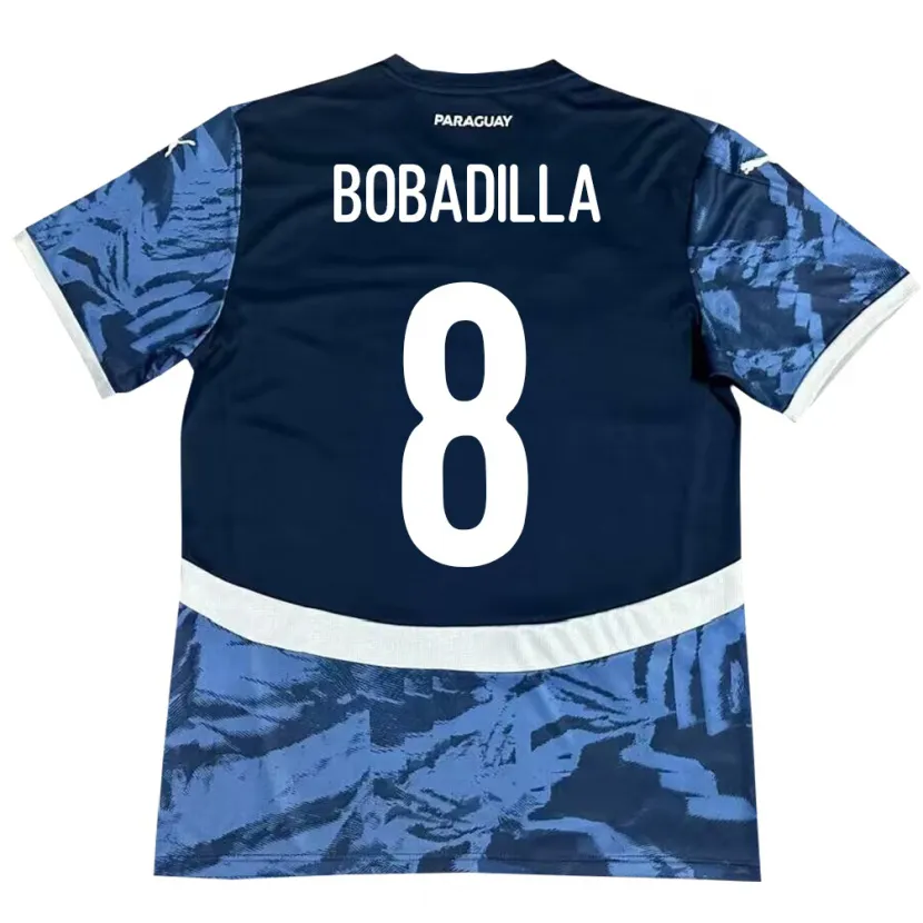 Danxen Barn Paraguay Damián Bobadilla #8 Blå Bortatröja Matchtröjor 24-26 Tröjor T-Tröja