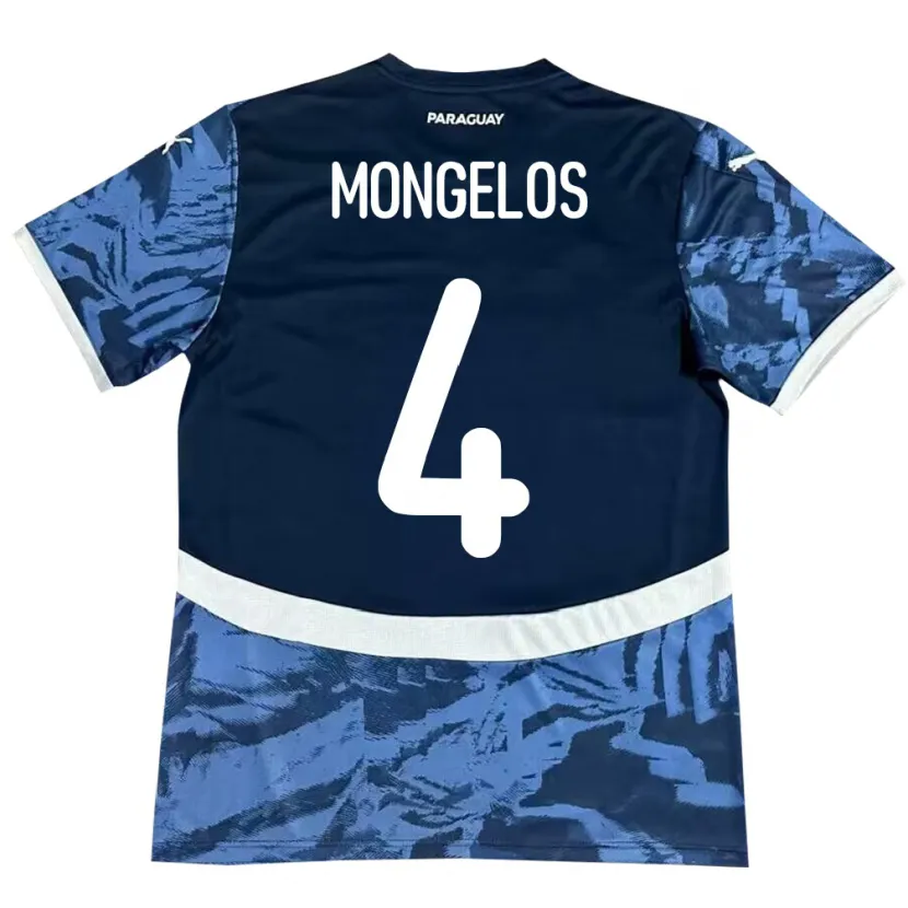 Danxen Barn Paraguay Rolando Mongelós #4 Blå Bortatröja Matchtröjor 24-26 Tröjor T-Tröja