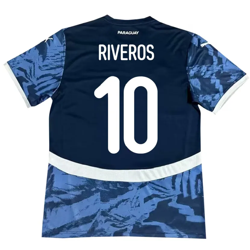 Danxen Barn Paraguay Paulo Riveros #10 Blå Bortatröja Matchtröjor 24-26 Tröjor T-Tröja